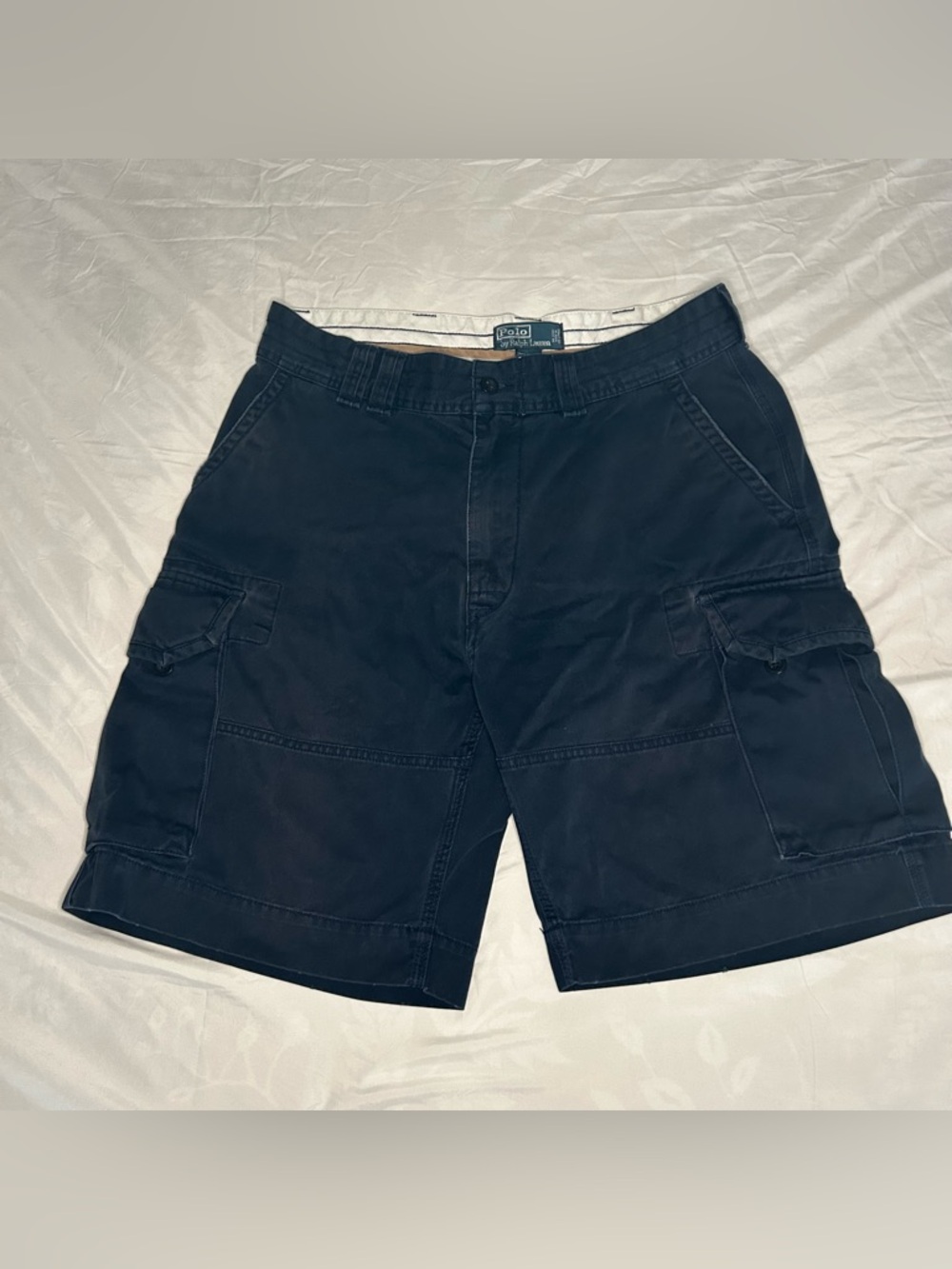 Polo Ralph Lauren Cargo Shorts Mens 34 Navy Classic Chino Flat Military Outdoor